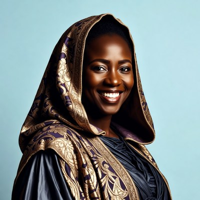 Smiling African woman in hijab
