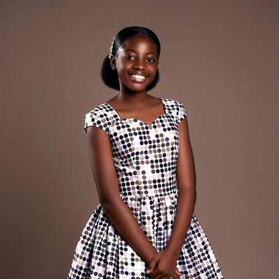 Smiling Black girl in polka dot dress