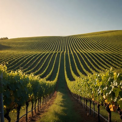 Vineyard Rows at Sunset