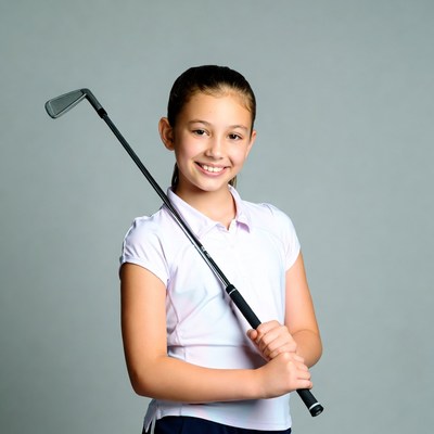 Girl holding golf club