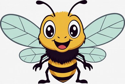 Cute cartoon smiling bee