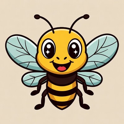 Cute cartoon smiling bee