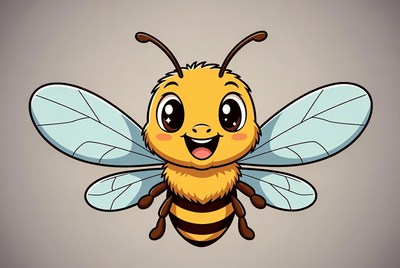 Cute cartoon bee smiling