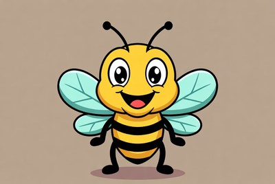 Cute cartoon bee smiling