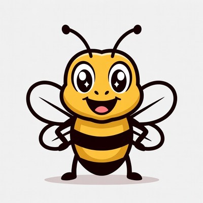 Cute cartoon smiling bee