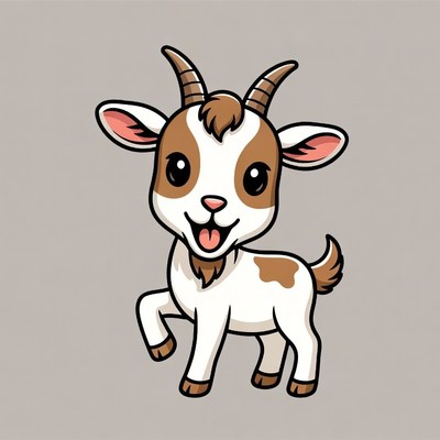 Cute cartoon baby goat smiling