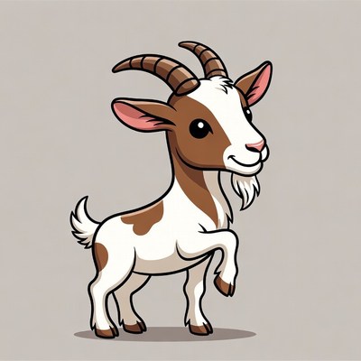 Cute cartoon goat standing