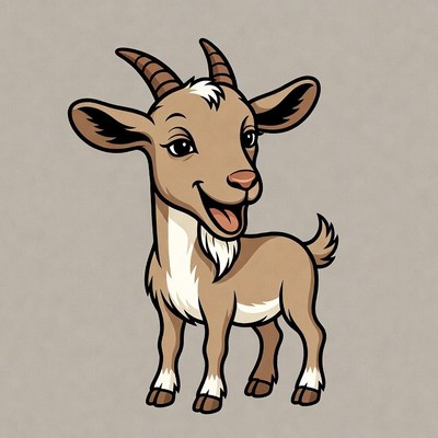 Cartoon baby goat smiling