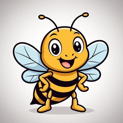 Cartoon happy bee smiling