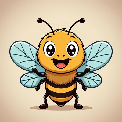 Cute cartoon bee smiling