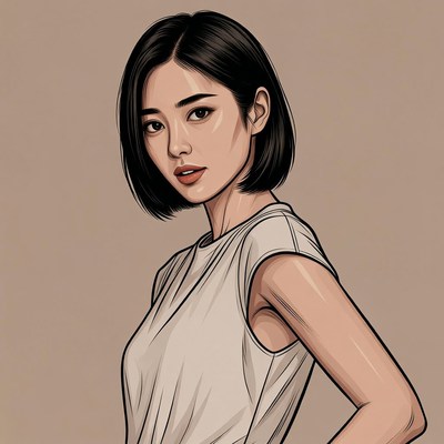 Asian woman in white tank top