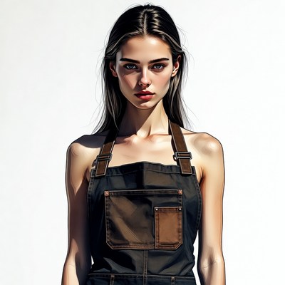 Woman wearing brown overalls