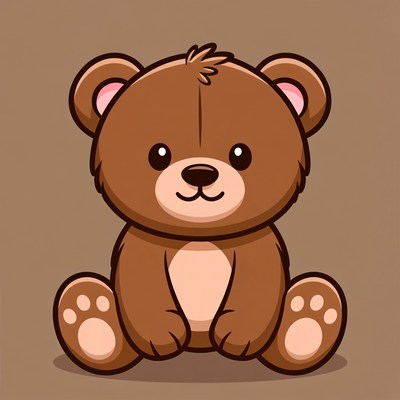 Cute cartoon teddy bear sitting