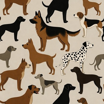 Various Dog Breeds Silhouette Pattern