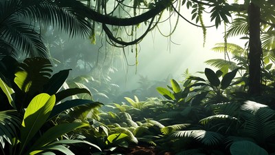 Lush Tropical Jungle with Vines