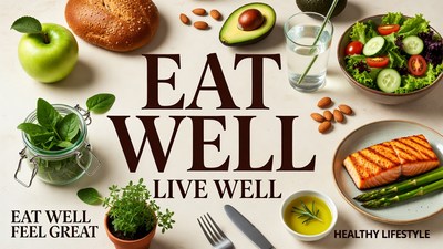 Eat Well Live Well Healthy Food Flatlay