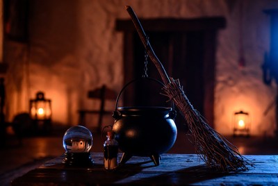 Witch Cauldron Broom Crystal Ball