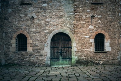 Medieval Stone Castle Entrance Door