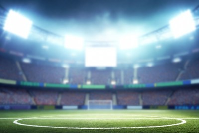 Blurry Soccer Stadium with Floodlights
