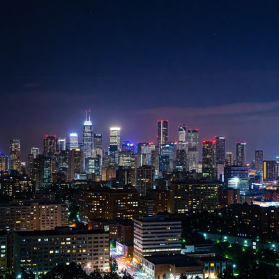 Vibrant City Skyline at Night