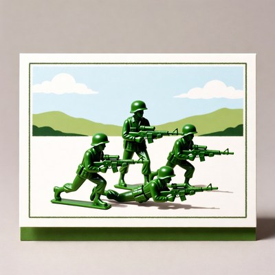 Green Army Men Toy Soldiers in Action