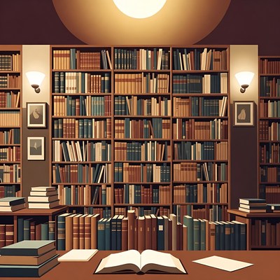 Cozy Library with Open Book
