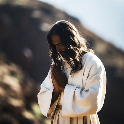 Man praying on mountain