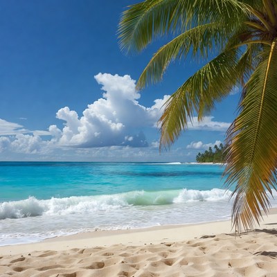 Tropical beach with palm trees