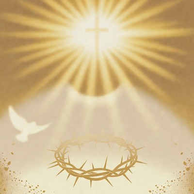 Golden Cross with Dove and Crown of Thorns