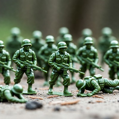 Toy Soldiers in Forest Battle
