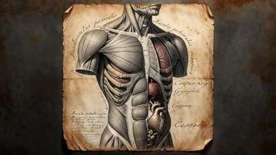 Vintage anatomical male torso illustration