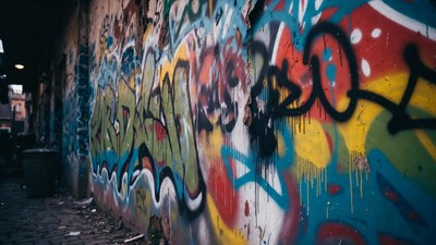 Colorful Graffiti Wall in Urban Alley