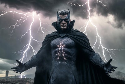 Batman in Lightning Storm