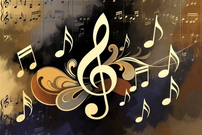 Treble Clef with Musical Notes Illustration