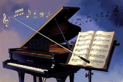 Grand Piano with Sheet Music