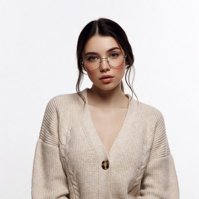Young woman in glasses and sweater