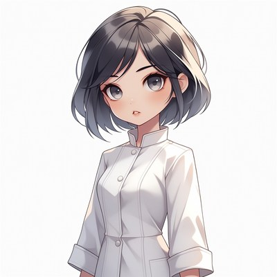 Anime girl in white chef uniform