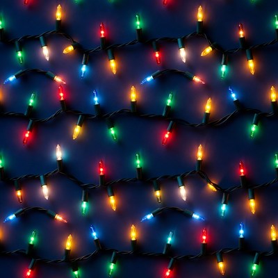 Colorful Christmas Lights on Dark Background