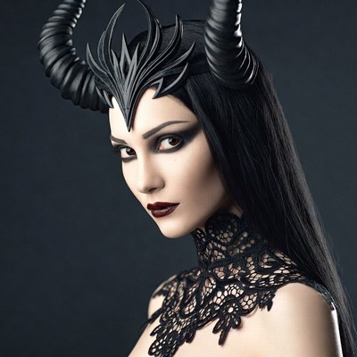 Woman with demon horns headdress