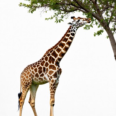 Giraffe eating leaves from tree