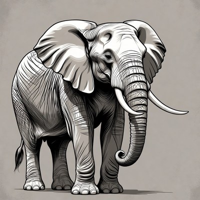 Elephant illustration on gray background