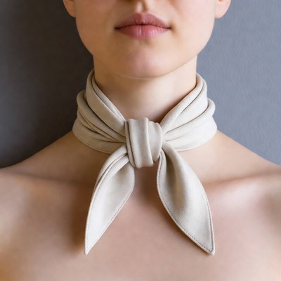 Woman wearing beige neckerchief