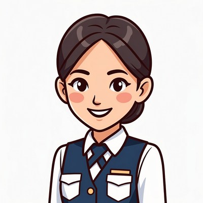 Smiling Asian woman in uniform