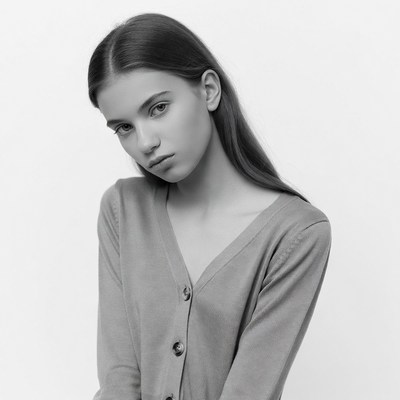 Teen girl with long hair closeup