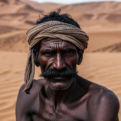 Elderly man in desert turban