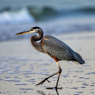 Great Blue Heron on Beach