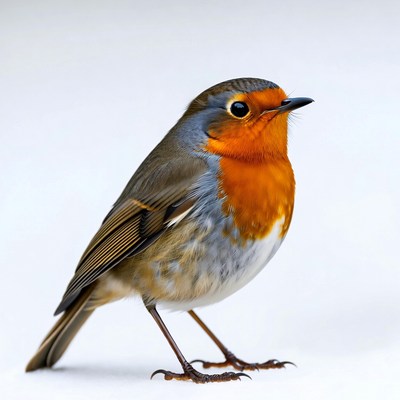 European Robin on white background