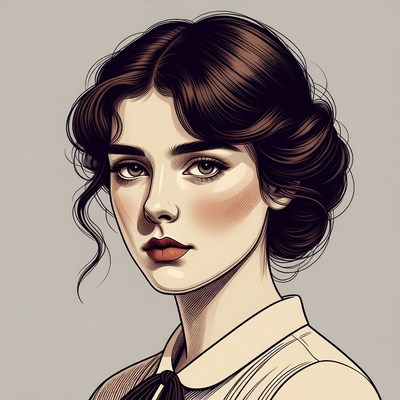 Woman with Edwardian updo hairstyle