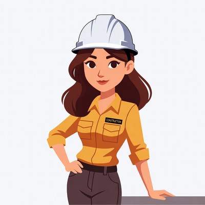 Asian woman in hard hat uniform