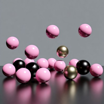 Pink Black Gold Floating Balls